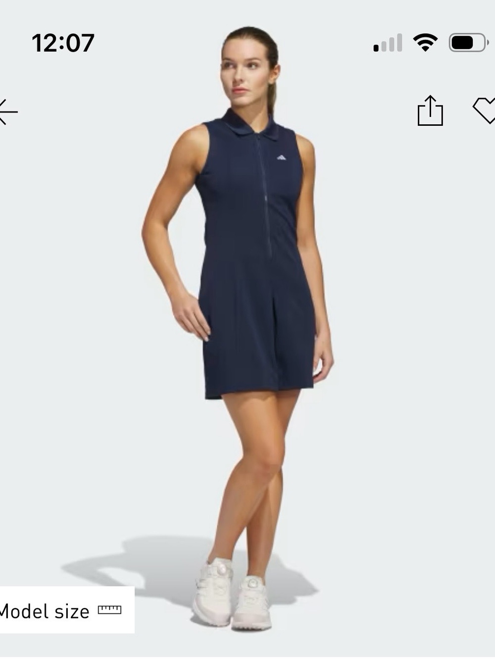 adidas Navy Blue Sleeveless Zip-Front Tennis Dress Bodysuit